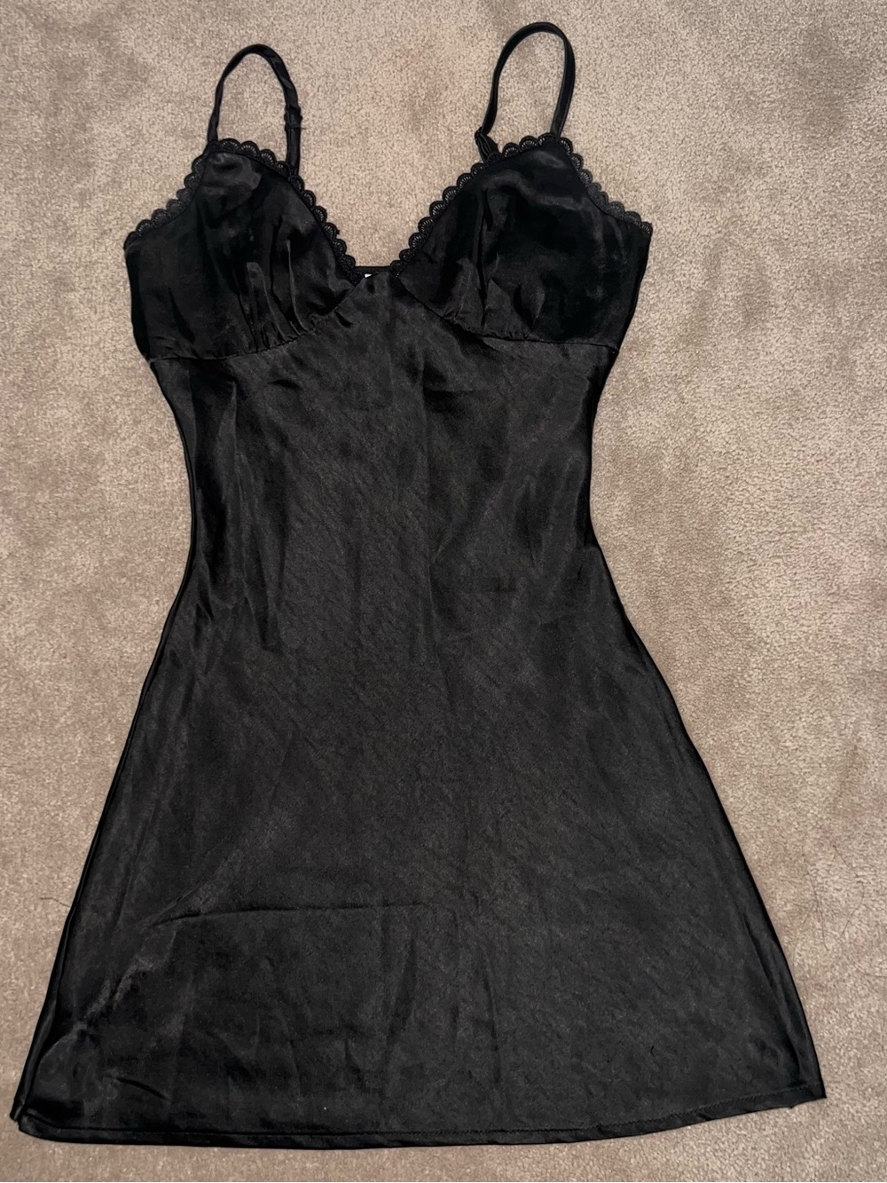Princess Polly Black Lace Trim Slip Mini Dress Size 0
